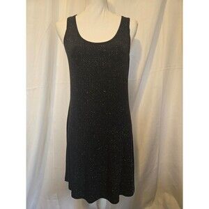 90s Dress Sparkle Midi Party Vintage Black Medium